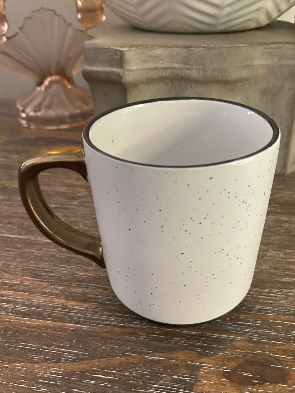 Threshold Warm & Cozy Speckled Black & White Stoneware Gold Handle Coffee Mug - Picture 3 of 7